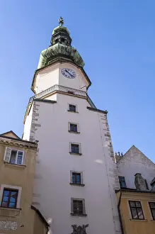 Historic City Gate Europe Drucke: Clock tower at the St. Michael's Gate