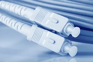 Data Transmission Network Drucke: Close up on Fiber optic cables