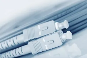 Data Transmission Network Drucke: Close up on Fiber optic cables