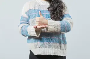 Communication Concept Image Drucke: Close up of hands gesturing help in nonverbal language