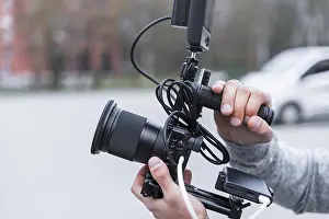 Business Attire Photography Drucke: Close up journalism camera