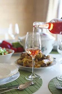 Food Photography Details Drucke: Close up of the table with rose wine