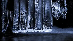Close Up Germany Drucke: Close-up of blue icicles. Cool