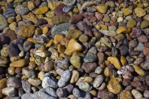 Colorful Pebbles Drucke: Close-up of colourful pebbles with different textures and patterns