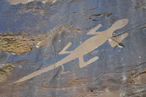 Ancient Civilization Depiction Drucke: Close-up of lizard petroglyphs