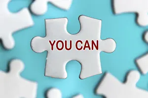 Symbolic Picture Meaning Drucke: Close-up on text - You can on missing jigsaw puzzle