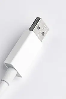 White Studio Environment Photography Drucke: Close-up of a USB type A plug on a white background