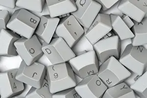 Computer Repair Service Drucke: Close-up view of grey computer keyboard keys