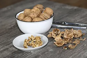 Walnut Photography Drucke: Close-up of walnuts on the table