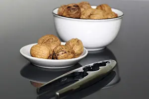 Close Up Walnuts Drucke: Close-up of walnuts on the table