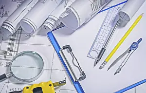 Close Up Architecture Drucke: Close up view on architect tools