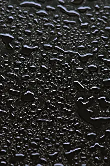 Abstract Water Patterns Drucke: Close up of water droplets on a dark surface