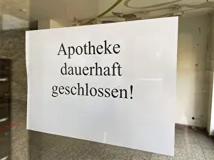 Dusseldorf Germany Drucke: Closed pharmacy in Dusseldorf