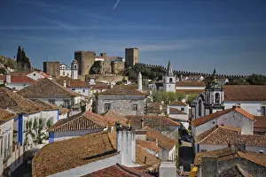 Portuguese Architecture Style Drucke: Closer elevated view of Obidos