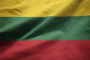 European National Colors Drucke: Closeup of Ruffled Lithuania Flag