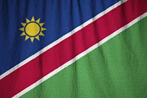 Ruffled National Flag Drucke: Closeup of Ruffled Namibia Flag