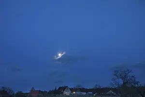 Cloudy Evening Sky Germany Drucke: Cloud with full moon in the early evening
