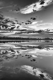 Lapland Forest Lake Drucke: Cloud reflection in a forest lake