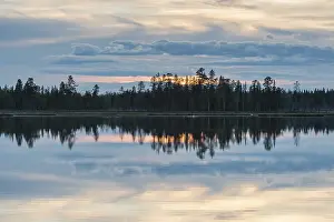 Lapland Landscape Photography Drucke: Cloud reflection in a forest lake