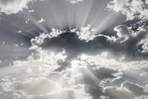 Full Frame Images Drucke: Clouds (Cumulus) and sun rays, Germany