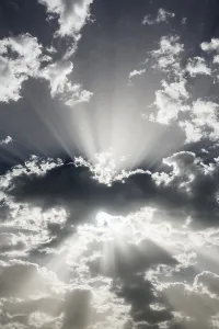 Cloudy Atmosphere Europe Drucke: Clouds (Cumulus) and sun rays, Germany