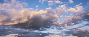 Cloudy Atmospheric Light Drucke: Clouds in the evening light, panorama