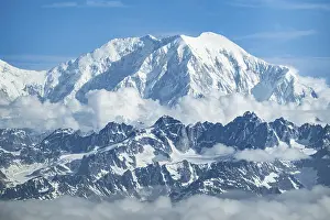 Top Down View Of Mountain Chain Drucke: Clouds over high mountains, Mt Foraker