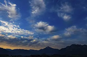 Sunrise In Austria Drucke: Cloudscape of altocumulus clouds at dawn