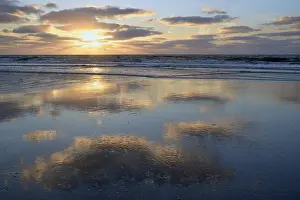 Evening Light Coastal Scene Drucke: Cloudy reflection in coastal waters at sunset