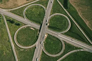 Aerial View Of Highway Intersection Drucke: Clover or daisy type of road junction