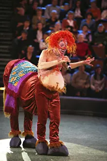 Clown Costume Design Drucke: The clown in an image of the centaur on a circus ring