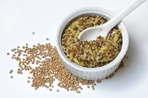Deserted Food Photography Drucke: Coarse-grained Dijon mustard in shell
