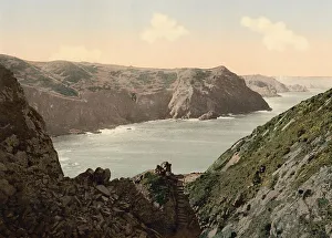 Uninhabited European Shoreline Drucke: Coast from the devils hole, Jersey