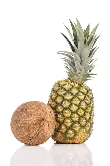 Studio Background For Food Photography Drucke: Coconut and pineapple