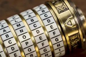 Combination Puzzle Box Drucke: Code word as a password to combination puzzle box with rings of letters