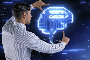 Artificial Intelligence Symbol Drucke: Cognitive computing concept as modern technology