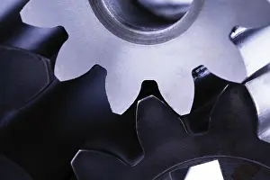 Cogwheel Detail Drucke: Cogs, gear wheels, symbol for teamwork