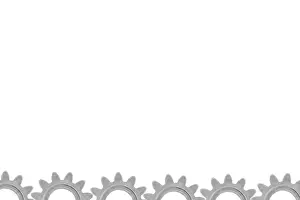 Studio Shot Of Gears Drucke: Cogs, symbolic for teamwork