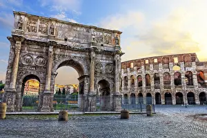 UNESCO World Heritage Site Rome Drucke: The Coliseum and the Arch of Constantine in Rome