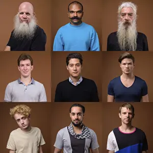 Gray Background Portraits Drucke: Collage of men in different ethnicities against gray background