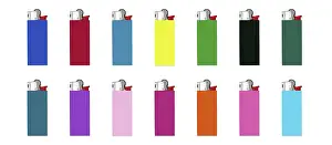 Symbolic Picture Ideas Drucke: Collection of disposable lighters in multiple colors