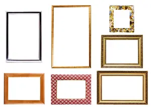 Empty Picture Frames Drucke: Collection of isolated empty picture frames on white background