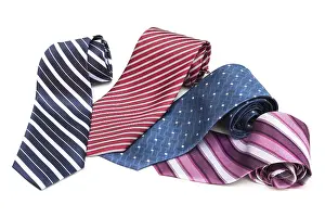 Bright Studio Photography Drucke: Collection of ties on a white background