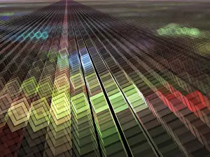 Abstract Computer Wallpaper Drucke: Colored cubes background - abstract computer-generated image