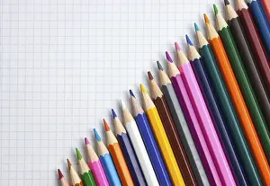 Rainbow Colored Pencils Drucke: Colored pencils at school notebook