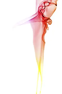 Studio Shot Of Smoke Drucke: Colored smoke isolated on white