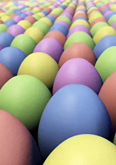 Easter Eggs Drucke: Many colorful Easter eggs in portrait format