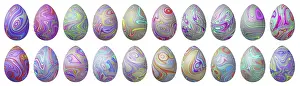 Colorful Easter Eggs Drucke: Colorful Easter Eggs set, multicolored Eggs set