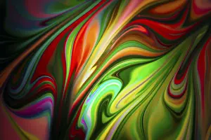 Drucke von Farbige flüssige Farben, die miteinander gemischt werden, erzeugen moderne Abstraktion Zeitgenössische Kunst Drucke: Farbige flüssige Farben gemischt, um moderne Abstraktionen zu erstellen.