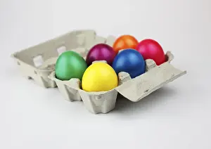 Easter Eggs Drucke: Colourful Easter eggs in an egg box
